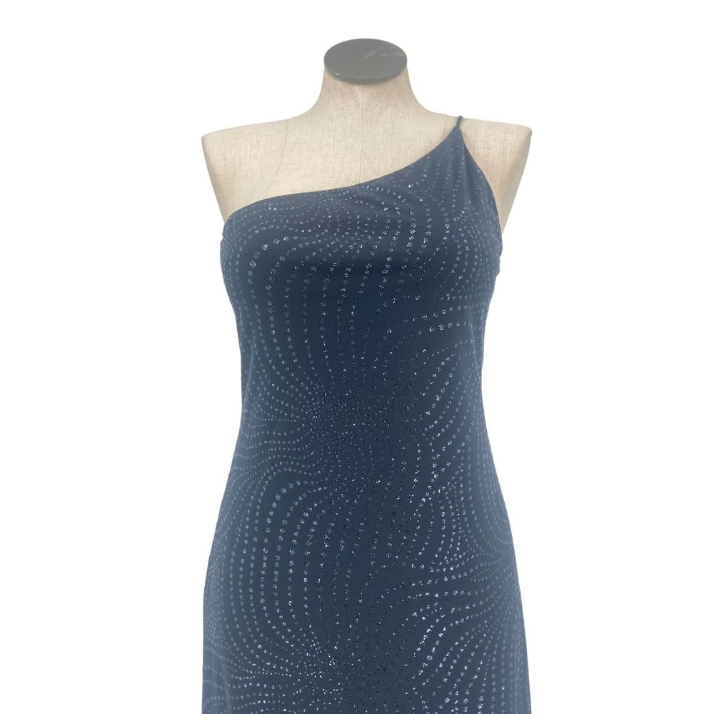 Starlight Navy Blue Sparkle Maxi Dress Y2K Size 12 Rachel Kate Gown Prom Formal